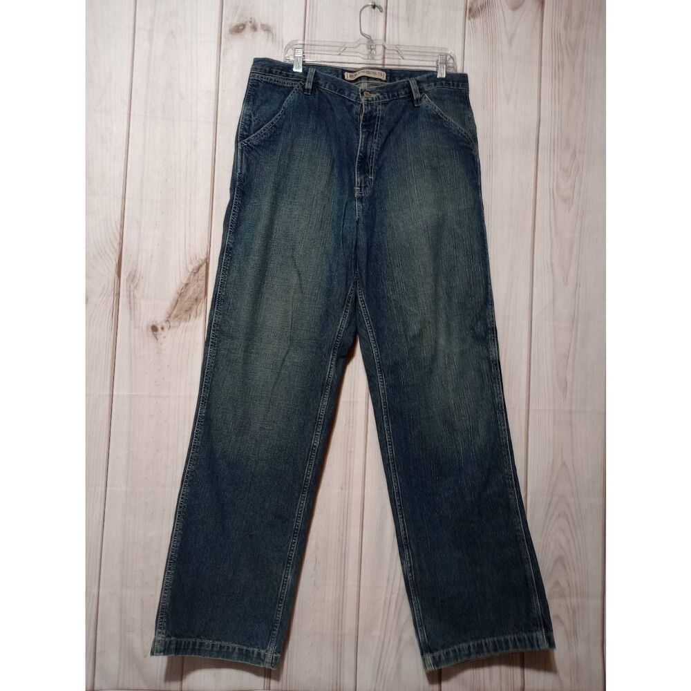 Express‎ Precision Fit Wide Leg Worker Jeans Mens 36x34 Blue Workwear Relaxed